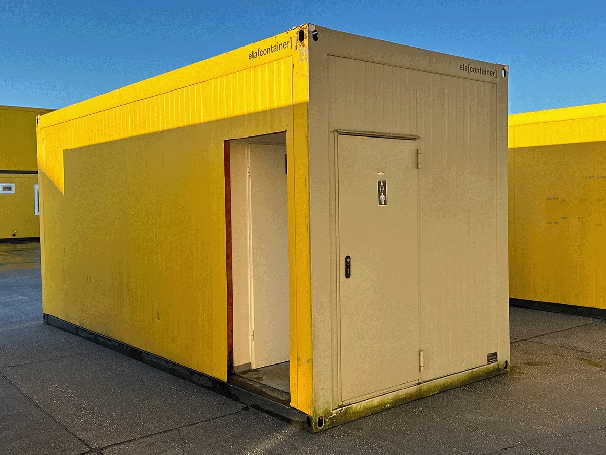 Sanitärcontainer außen gelb mit Tür