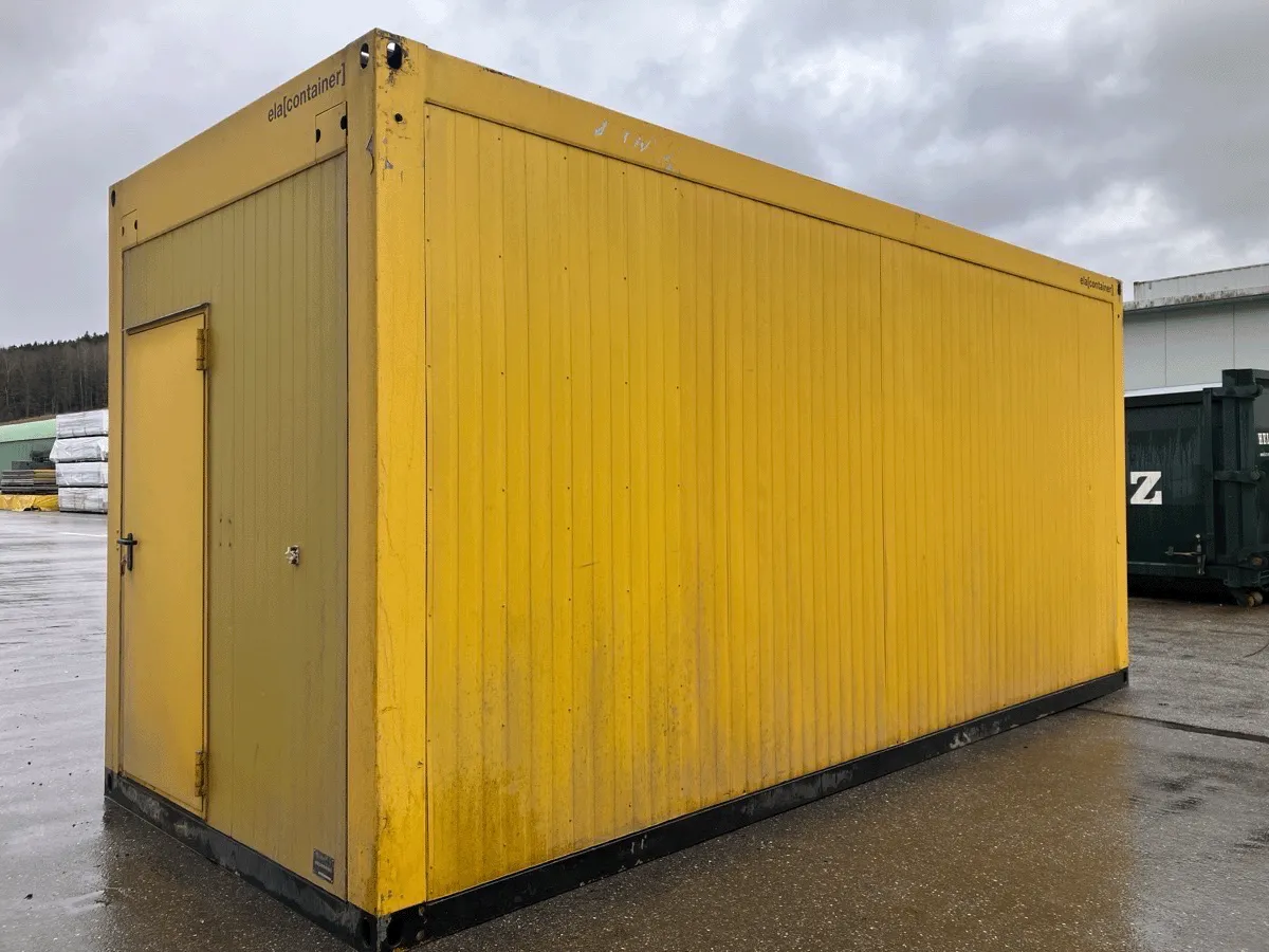 Bürocontainer mobil mit Seitentür gelb Außenansicht