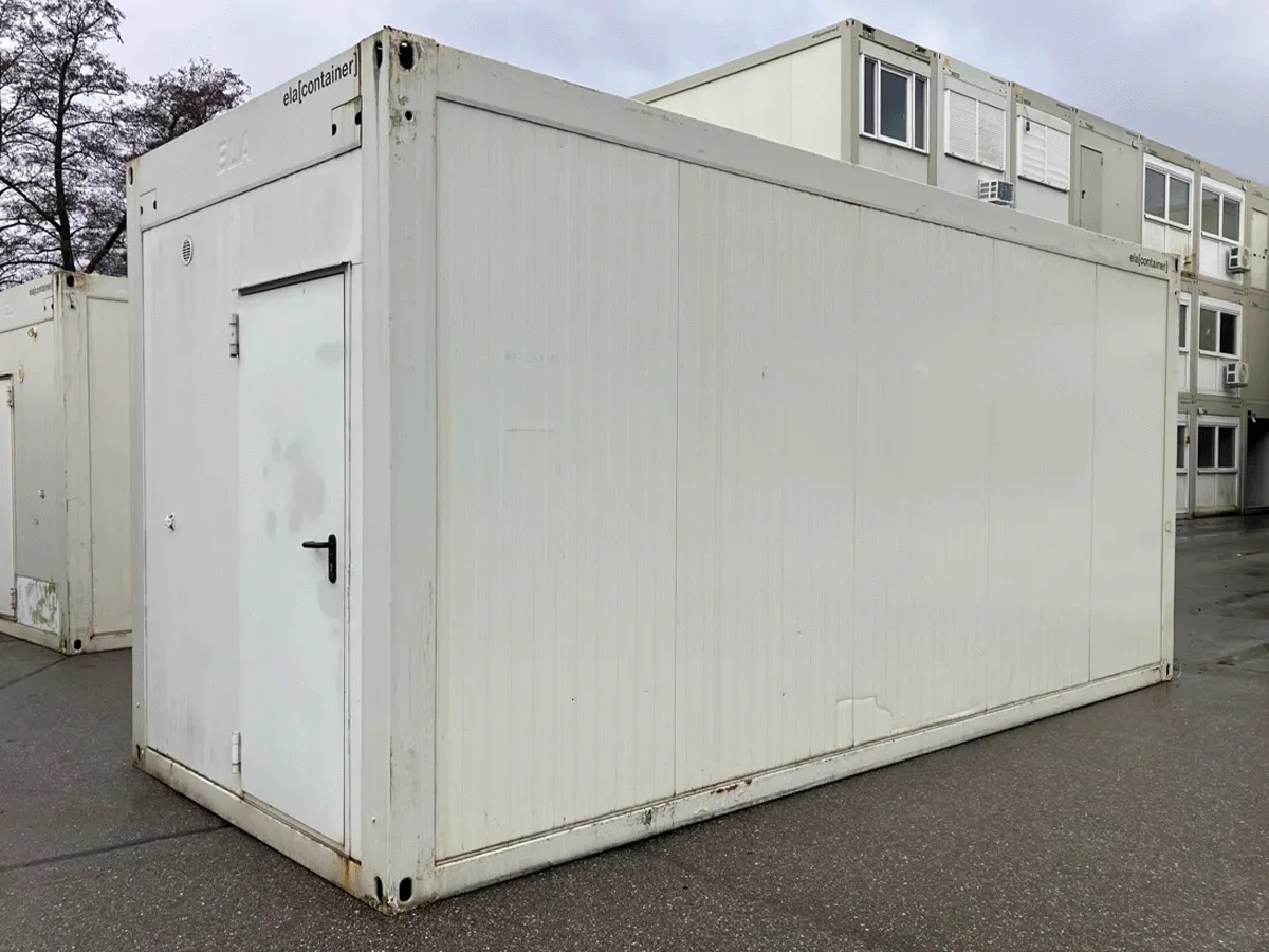 Gebrauchter Bürocontainer in grau mit Tür