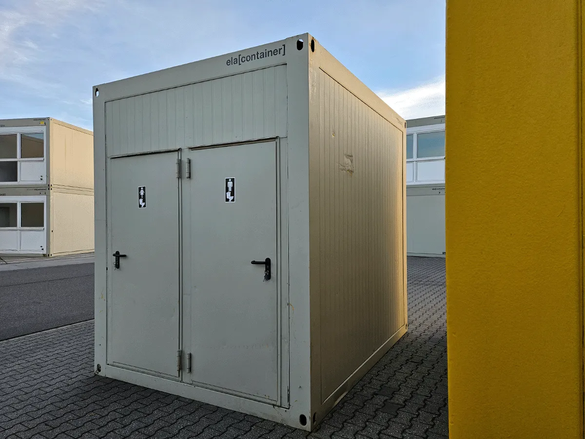 Sanitärcontainer außen grau mit Doppeltür