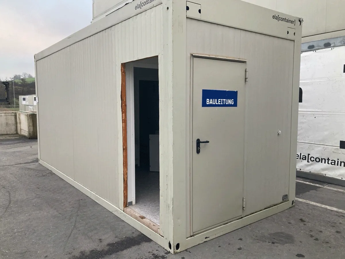 gebrauchter buerocontainer 20 fuss mit eingangstuer baustellenbuero modulcontainer