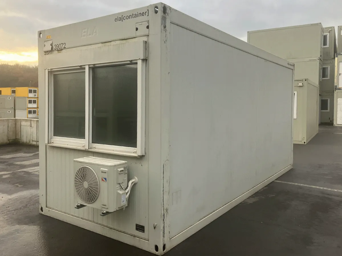 20 fuß bürocontainer gebraucht mit fenster und klimaanlage außenansicht