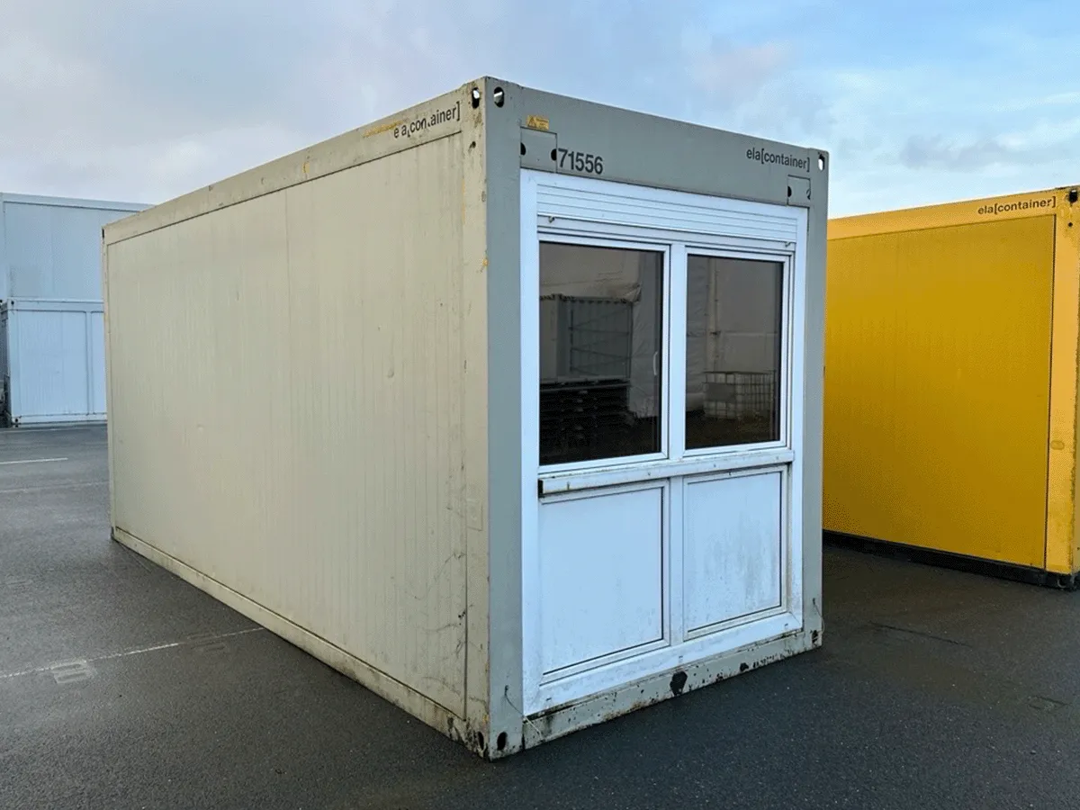 gebrauchter buerocontainer 20 fuss weiss gebraucht mit fenster aussenansicht