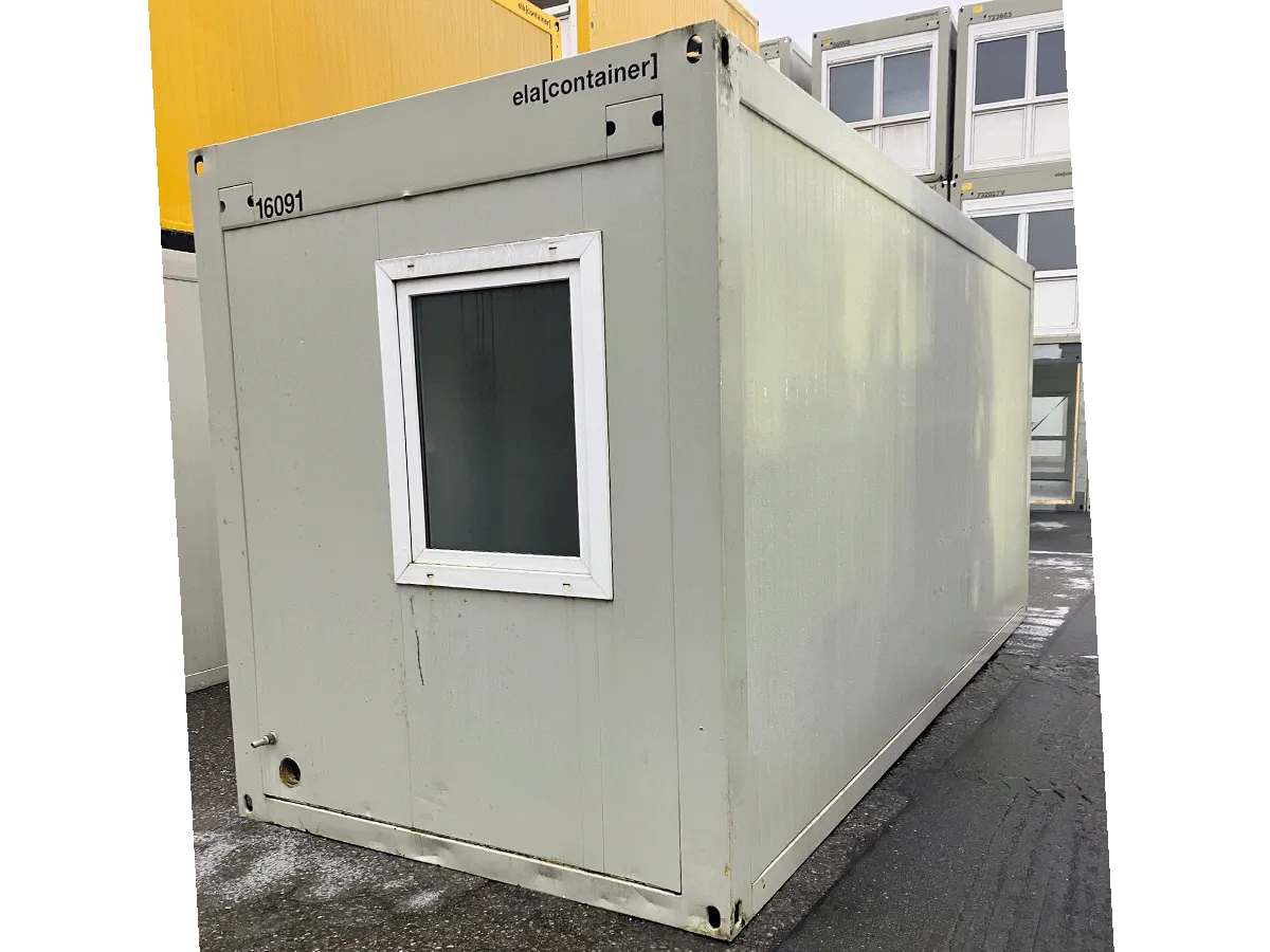 Sanitärcontainer außen grau mit Fenster