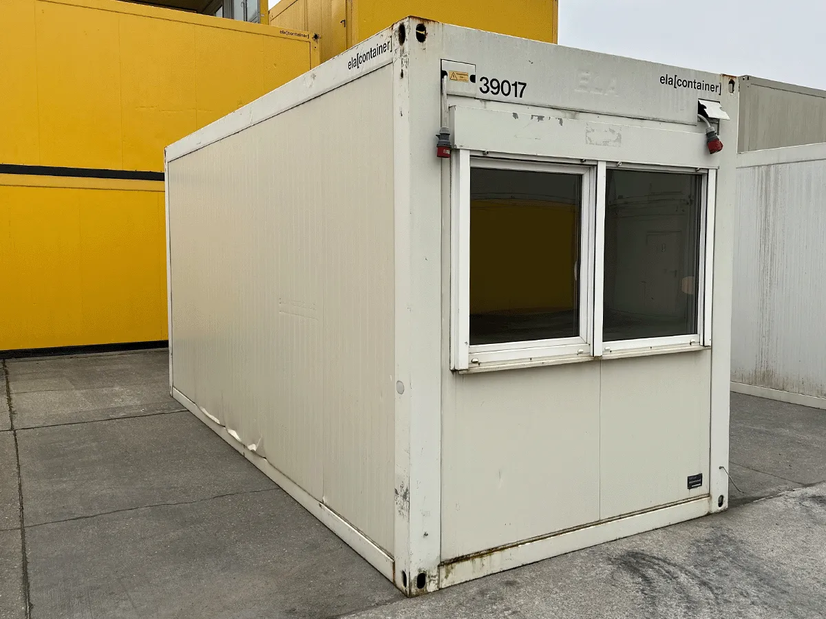 20 Fuß Bürocontainer gebraucht außenansicht mit fenster und hellem design