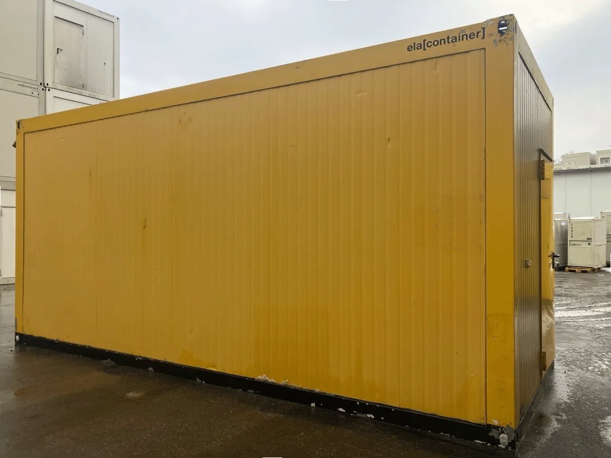 gebrauchter buerocontainer 20 fuss gelb seitenansicht modulcontainer buero