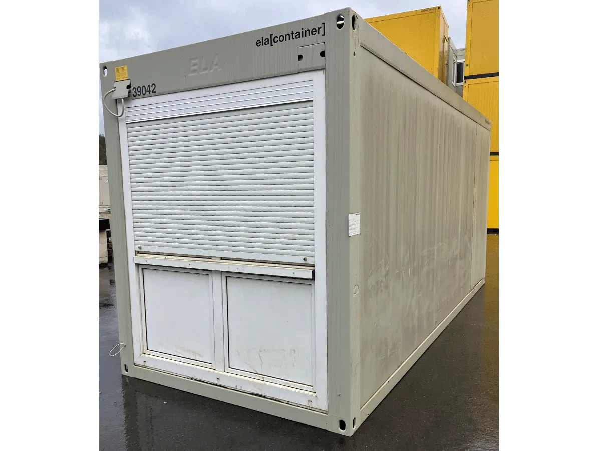 20 fuß bürocontainer gebraucht mit rollladen fenster und außenansicht