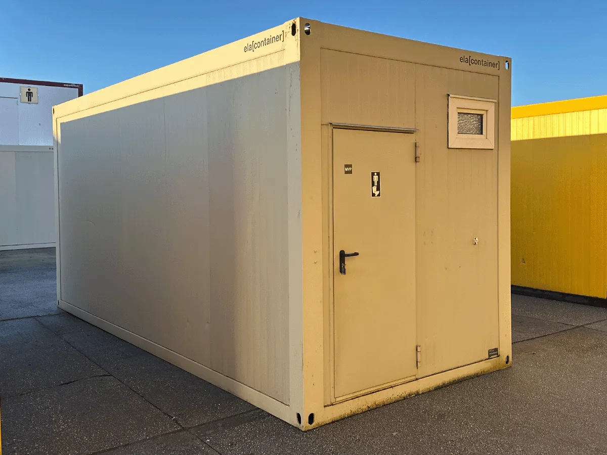 Sanitärcontainer außen grau mit Tür