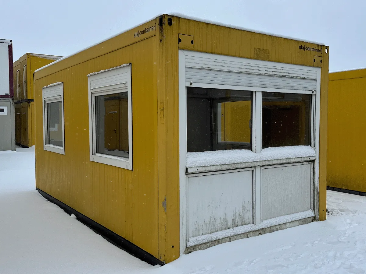 gebrauchter buerocontainer 20 fuss mit fensterfront aussenansicht modulcontainer buero