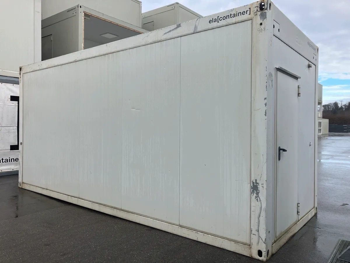 20 fuß bürocontainer gebraucht mit eingangstür und robuster containerbauweise
