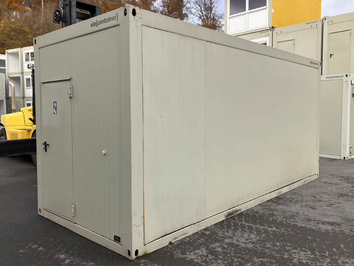 Sanitärcontainer außen grau mit Tür
